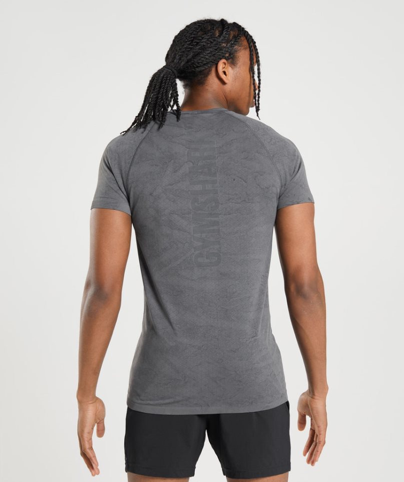 Men's Gymshark Geo Seamless T-Shirts Grey | NZ 9CJGOZ